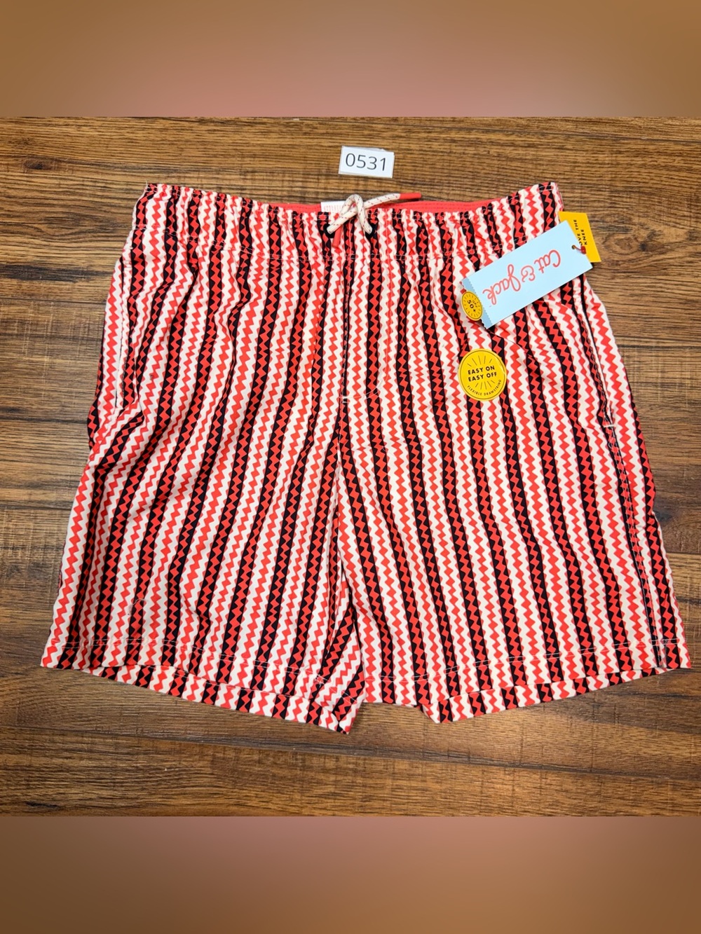 Cat & Jack Red and White Chevron Elastic-Waist Shorts